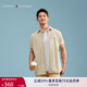 TOMMY HILFIGER【透氣府綢】夏季男純棉商務(wù)休閑格子短袖襯衣襯衫男外套35440 灰色格紋L9F XL （推薦：165-180斤）