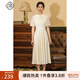 固執(zhí)（OBSTINATE）【特價(jià)】法式連衣裙女裝夏季新款醋酸日常收腰中長(zhǎng)款短袖小白裙 杏色 170/88A/L