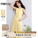 尚都比拉圓領(lǐng)寬肩帶無(wú)袖連衣裙女夏季寬松顯瘦背心裙褶皺設(shè)計(jì)氣質(zhì)中長(zhǎng)裙