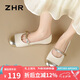 ZHR瑪麗珍鞋女春夏真牛皮圓頭女鞋氣質(zhì)通勤單鞋女 BT88 米金 38 