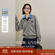 茵曼彩點(diǎn)撞色連帽針織開(kāi)衫2025秋女裝新款寬松毛衣外套 花灰色 L