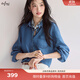 伊芙麗（eifini）蔣欣代言天絲涼感無彈薄款百搭正肩牛仔襯衫2025新款女襯衫 牛仔藍(lán) M 105-115斤