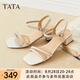 他她（TATA）法式氣質(zhì)一字帶涼鞋女鞋簡約高跟涼鞋2025夏新款WL402BL5 米白 37