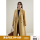 獨束大碼女裝復(fù)古翻駁領(lǐng)毛呢大衣女冬新款雙面呢手工輕奢毛呢外套 櫻草黃 XL (尺碼：3)