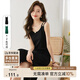 尚都比拉夏季針織吊帶連衣裙修身顯瘦高級感氣質(zhì)開叉中長款裙子 雅黑色 L