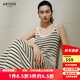 艾諾絲雅詩(shī)【商場(chǎng)同款】2025夏季新品條紋慵懶風(fēng)吊帶裙連衣裙長(cháng)裙40529868 黑白色 L