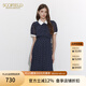 SCOFIELD優(yōu)雅氣質(zhì)復(fù)古波點(diǎn)印花百褶中長(zhǎng)連衣裙女裝夏季新款 藏青色（爆款加單） L 170