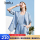 百圖betu女裝夏季新款女裝簡(jiǎn)約知性西裝短褲三件套套裝女2304D04 淺藍 L
