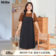 MsShe【假兩件拼接牛仔連衣裙】大碼女裝2025款夏季胖mm顯瘦裙子 牛仔深藍(lán)色25年8月25日到貨 2XL