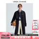 VEGA CHANG風(fēng)衣女中長款2025春秋新款小個子休閑外套 經(jīng)典黑 S
