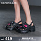 DAPHNE LAB【增高8公分】棒棒糖洞洞鞋 夏季高跟包頭涼拖鞋超厚底輕便高顏值 黑色略略花 BIGFAN聯(lián)名款 37