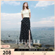 三彩2025夏季新款碎花半身裙荷葉邊開叉魚尾裙浪漫長(zhǎng)裙M 黑米花卉 M 160/68A