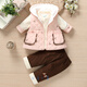 女寶寶秋冬三件套0-1-2歲嬰幼兒馬甲春秋外出服洋氣薄棉襖 小蝴蝶結夾棉三件套粉色 80 （建議1歲－1歲半）