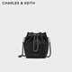 CHARLES&KEITH絎縫菱格鏈條水桶包雙肩包包女包女友生日新年禮物CK2-10701506 Noir黑色 M