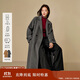 茵曼羊駝毛桑蠶絲雙面呢大衣2025冬女裝新款輕奢毛呢外套  深灰色 XL