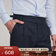 FULL MONTY藏青色高腰西褲男輕商務(wù)休閑褲修身直筒西服褲子 藏青色1327 33