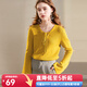 Olrain歐芮兒慵懶風(fēng)喇叭袖泫雅網(wǎng)紅綁帶套頭毛針織衫上衣 姜黃色 M