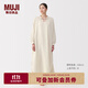 無印良品（MUJI）女式 柔軟紗織 連衣裙 純棉長袖睡裙女25年秋季 家居 FD1MAA5A 象牙色 S (155/80A)
