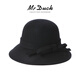 Mr DUCK赫本風(fēng)澳洲羊毛漁夫帽女秋冬季法式優(yōu)雅禮帽女高檔大小碼圓頂帽子