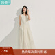 茵曼（INMAN）溫柔風(fēng)氣質(zhì)無袖背心連衣裙2025夏季女裝新品微光皺感裙子  淺米杏 XL
