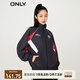 ONLY時(shí)尚潮流休閑復(fù)古拼色立領(lǐng)外套女|123136017 H1Z 黑色BLACK S 160/80A