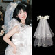 歐畫(huà)頭紗求婚蝴蝶結頭紗領(lǐng)證道具次日達登記結婚頭飾新娘婚紗頭紗發(fā)夾 白色蝴蝶結愛(ài)心頭紗【發(fā)夾款】