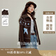茵曼北極絨提花翻領(lǐng)毛衣2025秋女裝新款保暖針織開衫外套 咖色 XL