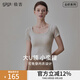 gigt極吉運動(dòng)t恤女瑜伽服短袖帶胸墊跑步訓練健身服健身衣 杏色 M