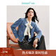 茵曼（INMAN）2025秋冬女裝新款小香風(fēng)蝴蝶紗牛仔外套圓領(lǐng)金屬扣顯瘦上衣 牛仔藍 M