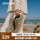 斯凱奇（Skechers）男鞋夏季商務(wù)休閑鞋季百搭時尚帆布鞋舒適復(fù)古一腳蹬66387 卡其色/KHK 41.5
