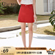 Olrain歐芮兒秋夏季牛仔半身裙高腰顯瘦A字裙紅色氣質(zhì)時(shí)尚短裙 玫紅色 160/68A/M
