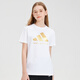 阿迪達斯（adidas）兒童T恤夏季戶(hù)外運動(dòng)休閑百搭短袖 白+金  164 