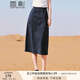 香影a字工裝半身裙女2025夏裝新款藏青中長抽繩氣質(zhì)高腰開叉裙子 藏青 L