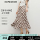 紅袖雪紡垂感半身裙2025秋季新款女裝【摩卡回響】A字復(fù)古氣質(zhì)雪紡裙 咖格918 S