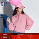 GAP女裝春季LOGO法式圈織簡約純色連帽衛(wèi)衣429363上衣 粉紅色 160/80A(S)亞洲尺碼