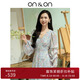 ON & ON/安乃安連衣裙2025新款早秋韓系優(yōu)雅V領(lǐng)收腰顯腰碎花度假氣質(zhì)女裝 天藍色 L