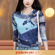 歌溫妮網(wǎng)紗打底衫女高檔薄款媽媽秋裝長(cháng)袖T恤2025衫韓版洋氣獨特漂亮上 藍色上衣: M 【建議80-100斤】