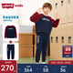 Levi's李維斯兒童套裝男女童套裝秋季新款套頭衛衣長(cháng)褲2件套衣服 深靛藍 130 /64 【建議身高116-122cm】
