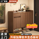 億家木實木芯鞋柜家用門口收納柜一體靠墻玄關(guān)柜2025新款入戶儲物柜鞋架 按壓開門款丨郁金檀木色80*32CM