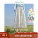 茵曼（INMAN）亞麻歐若風(fēng)薄款植物碎花半身裙女裝2025年夏季新品a字中長(cháng)傘裙子 白底藍花 M
