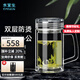 水宜生玻璃杯高檔水晶杯辦公商務(wù)泡茶杯帶手柄雙層防燙帶把手男士水杯子 禮盒包裝450ml