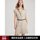 ELLE摩登工裝風(fēng)連衣裙女2025夏季新款純棉設計感通勤風(fēng)時(shí)尚襯衫裙 卡其 S