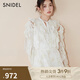 SNIDEL秋冬荷葉邊露肩收腰系帶長(zhǎng)袖印花連衣裙SWFO245053 黃色 M （1）