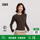 森馬（Semir）長袖T恤女假兩件緊身磨毛圓領(lǐng)2024冬季吸濕發(fā)熱撞色109724101002