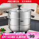 愛(ài)仕達（ASD）蒸鍋不銹鋼蒸鍋加厚復底帶蒸籠蒸篦 電磁爐燃氣明火通用 雙層蒸鍋（玻璃蓋） 28cm