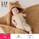 GAP嬰兒2025春季新款棉質(zhì)布萊納熊短袖連體衣兒童裝包屁衣716083