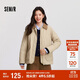 森馬（Semir）棉服女冬季中長(cháng)款輕薄寬松拼接燈芯絨翻領(lǐng)插肩袖棉衣101724112007