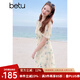 百圖betu女裝2025夏季新款連衣裙暈染花卉垂順雪紡不易皺裙子2504T97 綠色 M