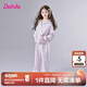 笛莎（DEESHA）童裝女童秋裝2025秋季新款中大童寬松休閑運動(dòng)針織兒童套裝 柔紫色 150