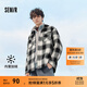 森馬（Semir）長(cháng)袖襯衫男加絨冬情侶格子襯衣?lián)u粒絨外套 黑白色調00391 M (170)